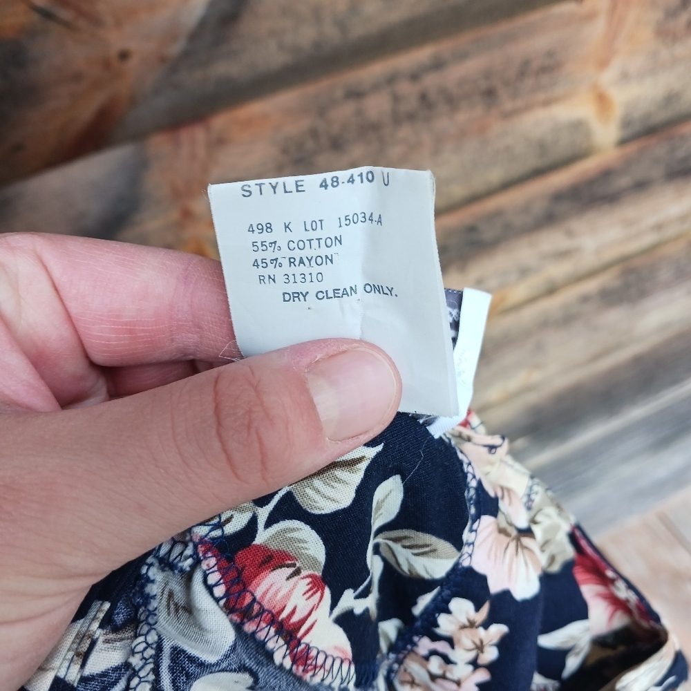 Vintage 80s Paquette Floral Puff Sleeve‎ Dress Size 8 Belted Midi Cottagecore - Picture 9 of 9